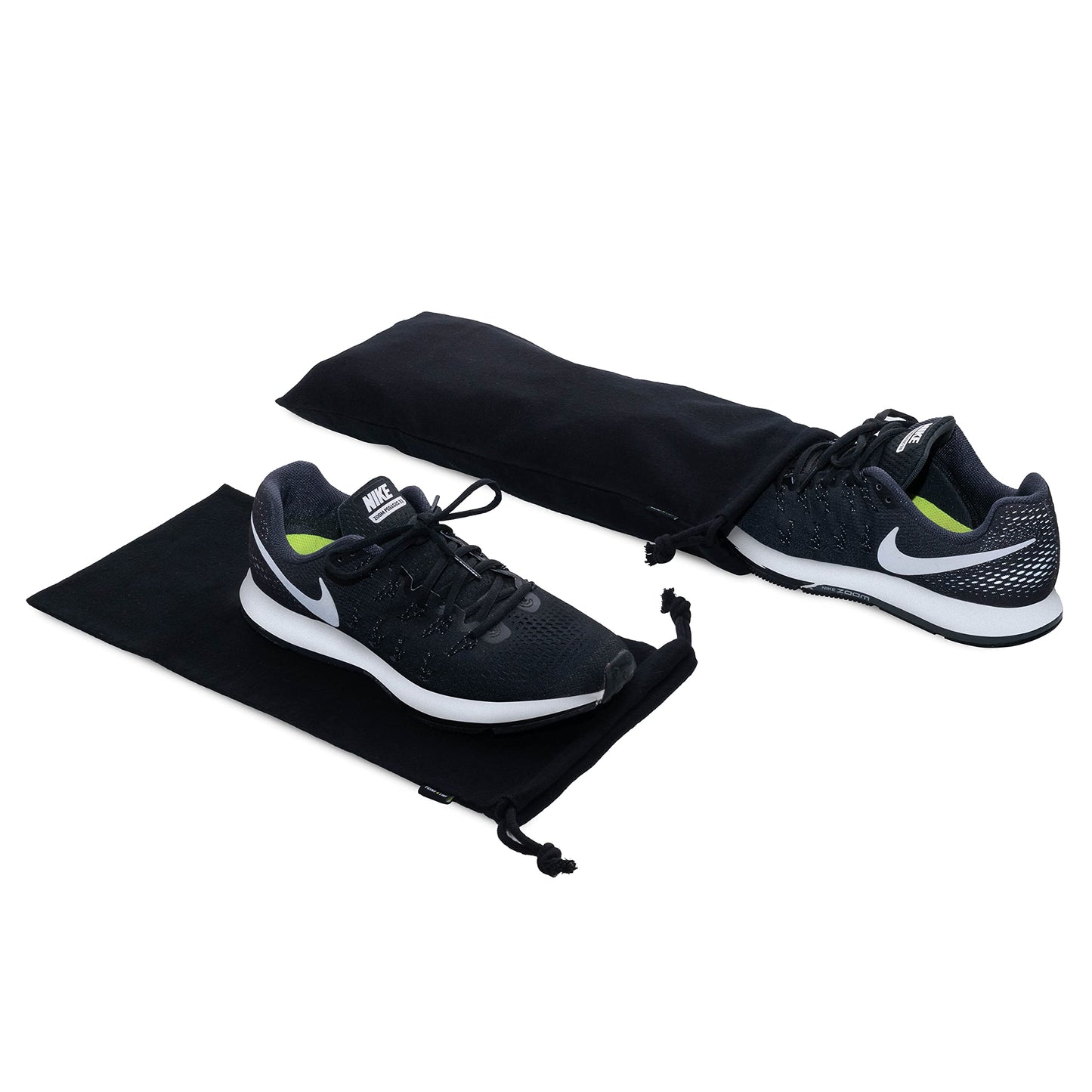 ZENPAC 4-Pack Shoe Dust Bags – Black Flannel, Washable Cotton, Breathable Drawstring Pouches for Boots, Travel & Luggage 8×17