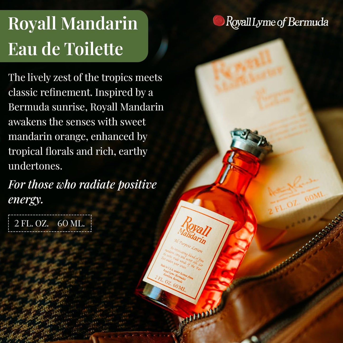 Royall Mandarin Eau de Toilette, Classic Aftershave Cologne for Men with Bay Rum, Royal Lyme Fine Perfume Scent, Fragrance Gift, Masculine Grooming