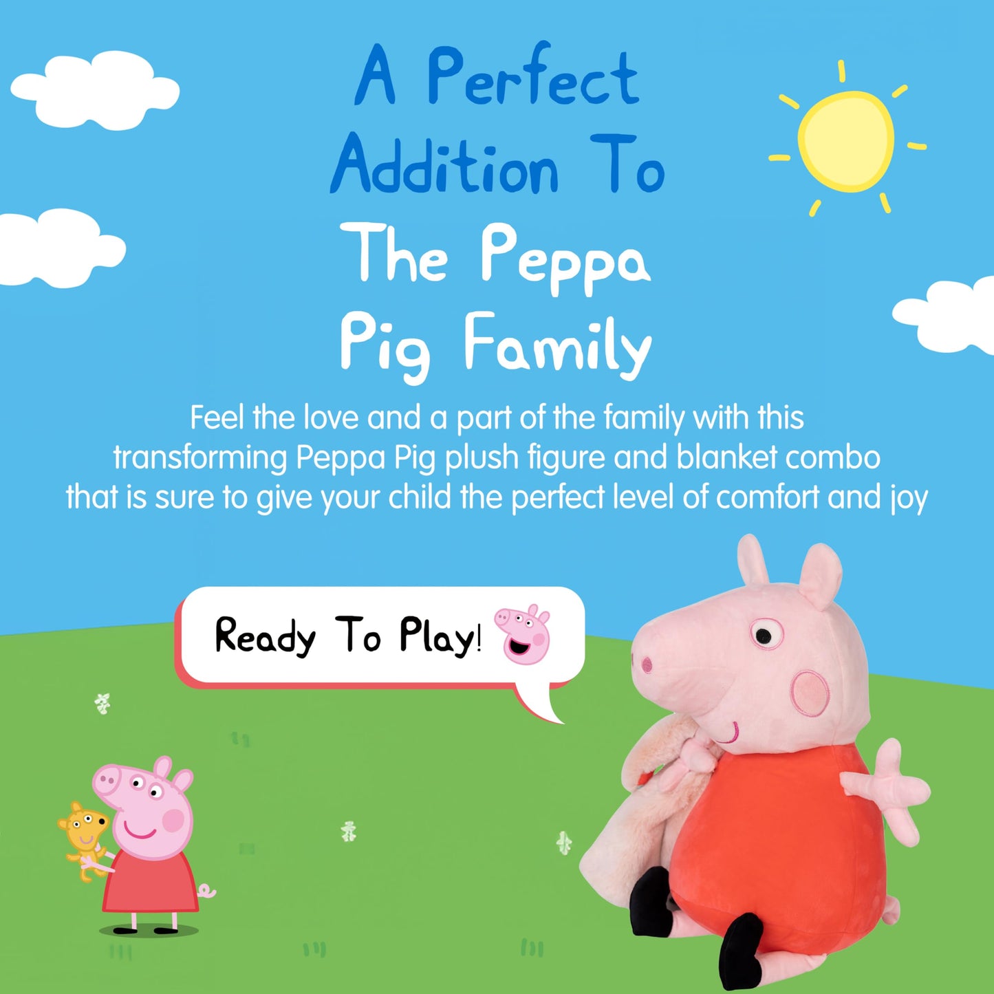Plushible Blankie Bestie Peppa Pig Stuffed Animal Blanket - 2-in-1 Baby Plush Toy with Ultra Soft Sensory Fabric, Machine Washable Baby Blanket with…