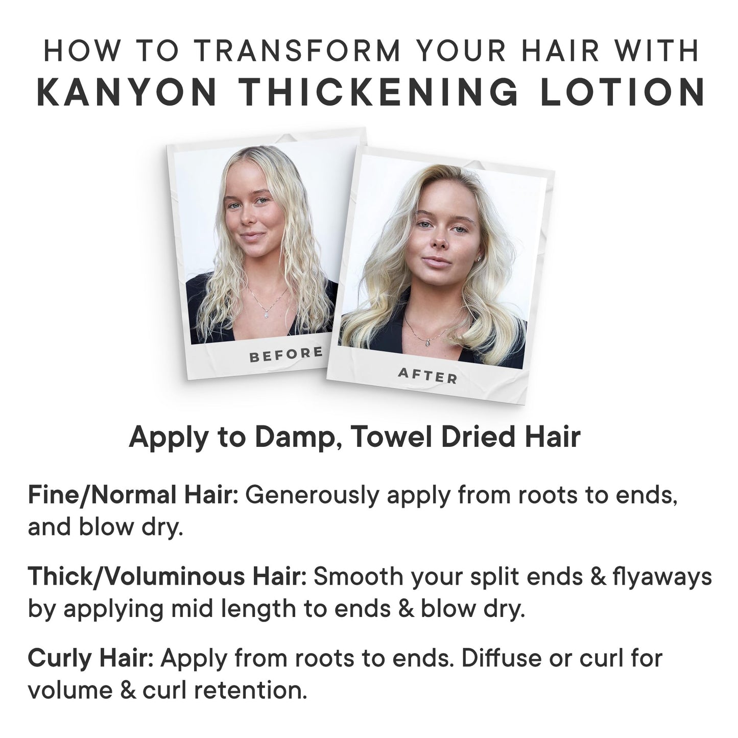 Kanyon Thickening Lotion 6.7 Oz for Thicker Fuller Hair - Style Curl Retention - Volume Root Booster - Heat Protection - Anti-Frizz - Hair