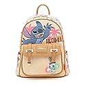 Wondapop - Stitch 11"" Vegan Leather Fashion Mini Backpack, Brown
