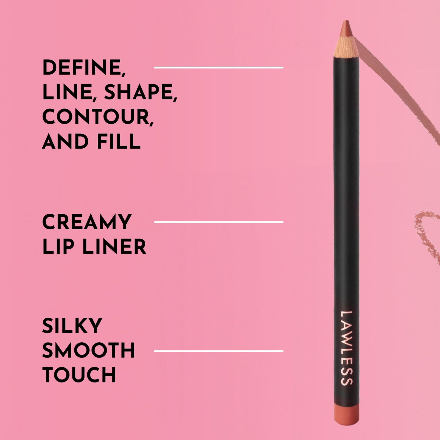 Lawless Forget the Filler Definer Liner - Pink Sand - Premium Lip Liner with Natural Ingredients to Provide a Smooth Look with a Satin Finish, Clean