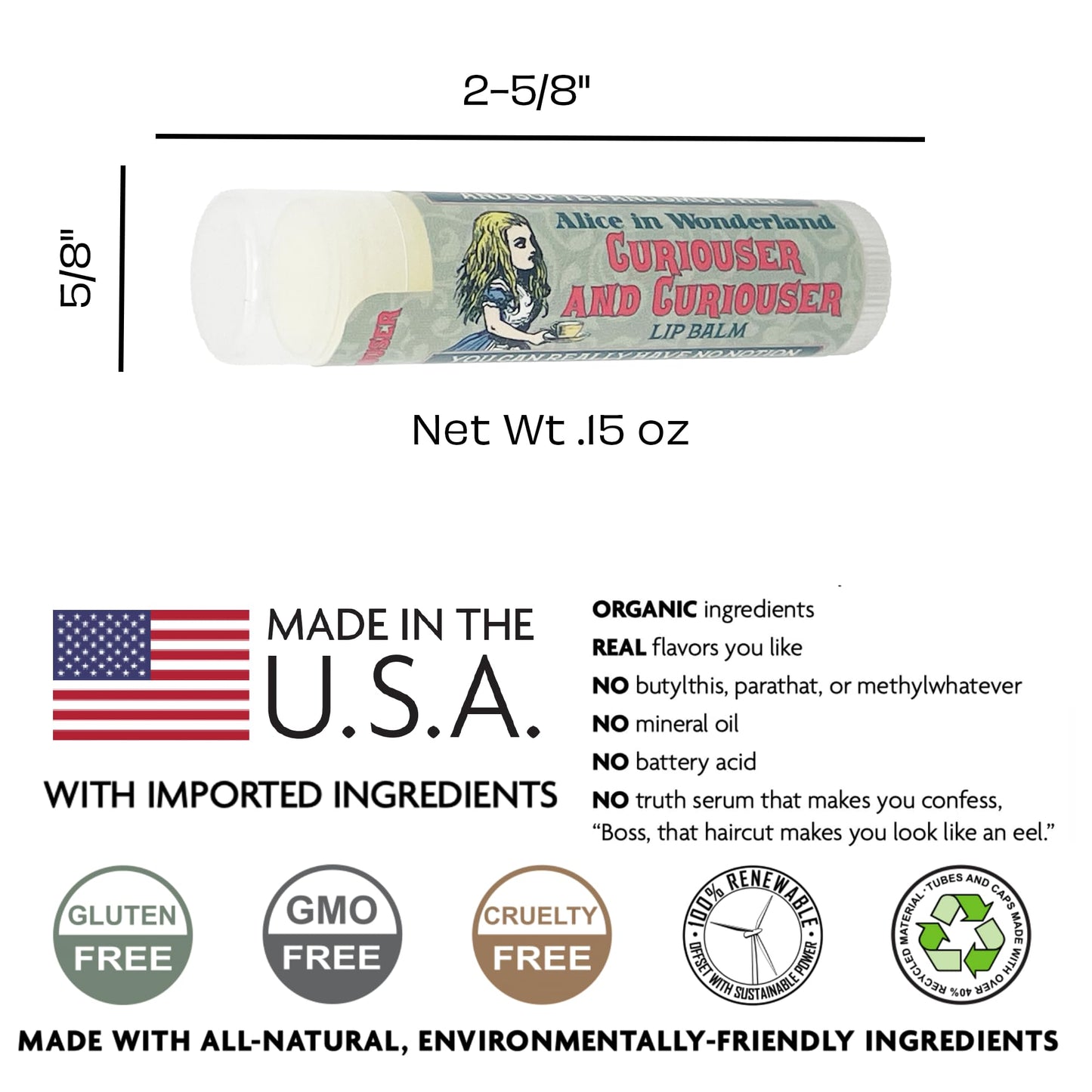 The Unemployed Philosophers Guild Alice in Wonderland Curioser and Curioser Lip Balm - Orange Marmalade Flavored, Cruelty-Free, Made in the USA