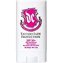 Devoted Creations Tattoo Fade Protection Stick with SPF 50+ UVA-UVB Protection, Water Resistant, Non-Greasy with Shea Butter .49oz (Pink/Blue)