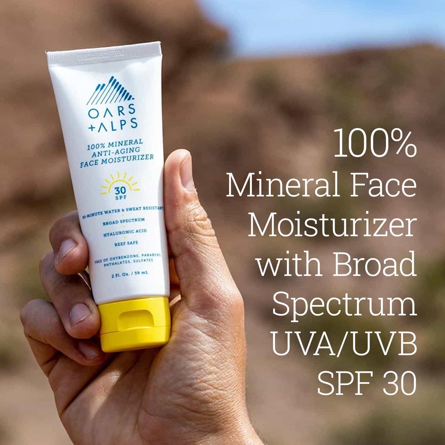 Oars + Alps Mineral Sunscreen for Face & Body, SPF 30 Anti Aging Face Travel Sunscreen & Body Lotion, Infused with Hyaluronic Acid, Vitamin E & B5