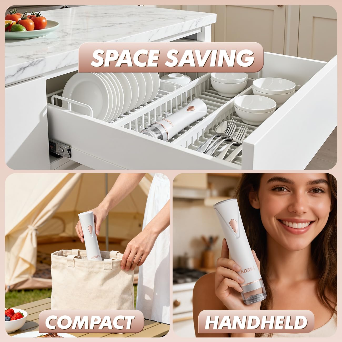 Compact Vacuum Sealer for Food Sealer: Handheld Portable Vacuum Sealer Machine for Food Storage, Rechargeable Food Vacuum Sealing for Kitchen Travel…