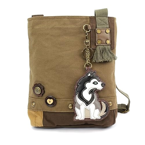 Chala Patch Cross-Body Women Handbag, Olive Canvas Messenger Bag - Husky