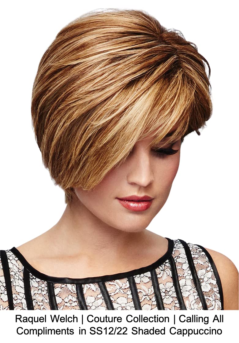 CALLING ALL COMPLIMENTS Lace Front Hand-Tied Human Hair Wig by Raquel Welch, 5PC Bundle: Wig, 4oz Mara Ray ProSmooth Shampoo and Conditioner, The One