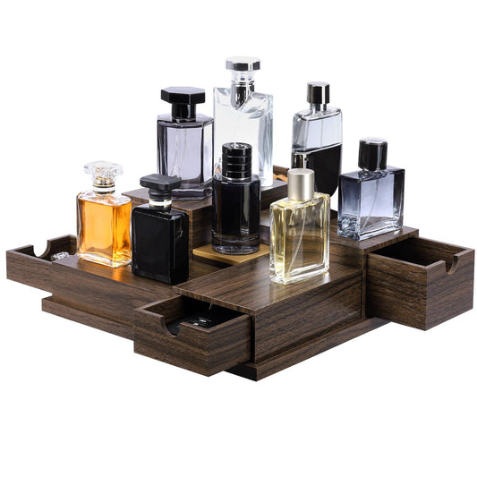 Homde Cologne Organizer - 4 Tier Perfume Display Tray with Hidden Drawers - Perfect for Men Essentials Accessories