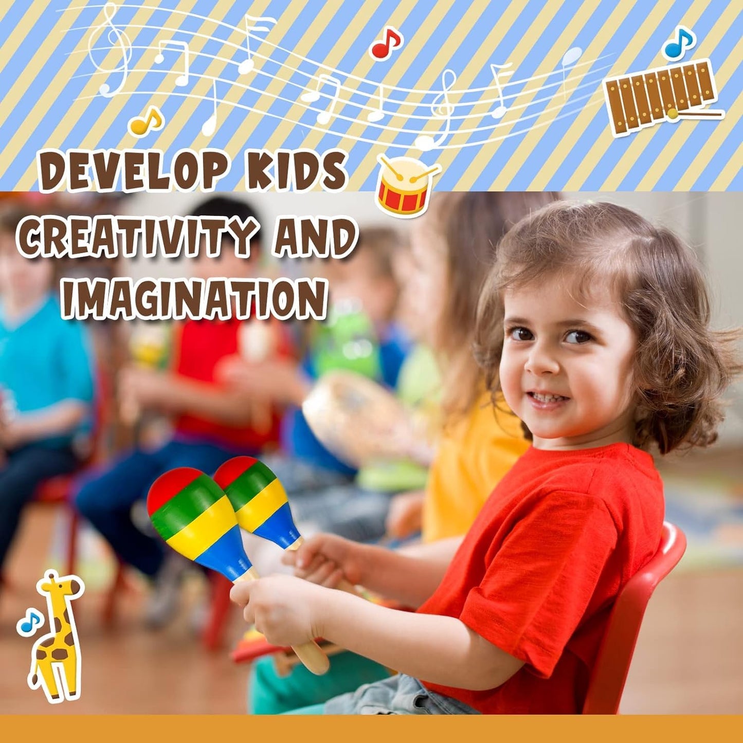 LOOIKOOS Toddler Musical Instruments – Wooden Percussion Set with Carrying Bag, Educational Music Toys for Preschool Kids, Boys & Girls