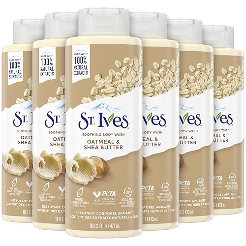 St. Ives Body Wash - Soothing Moisturizing Cleanser with Oatmeal & Shea Butter, Made with Plant-Based Cleansers and 100% Natural Extracts, 16 Oz Ea