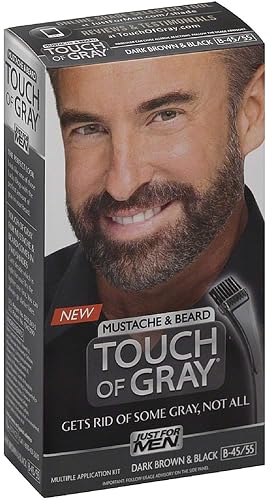 JUST FOR MEN Touch of Gray Mustache & Beard Hair Treatment, Dark Brown & Black 1 ea (Pack of 10)