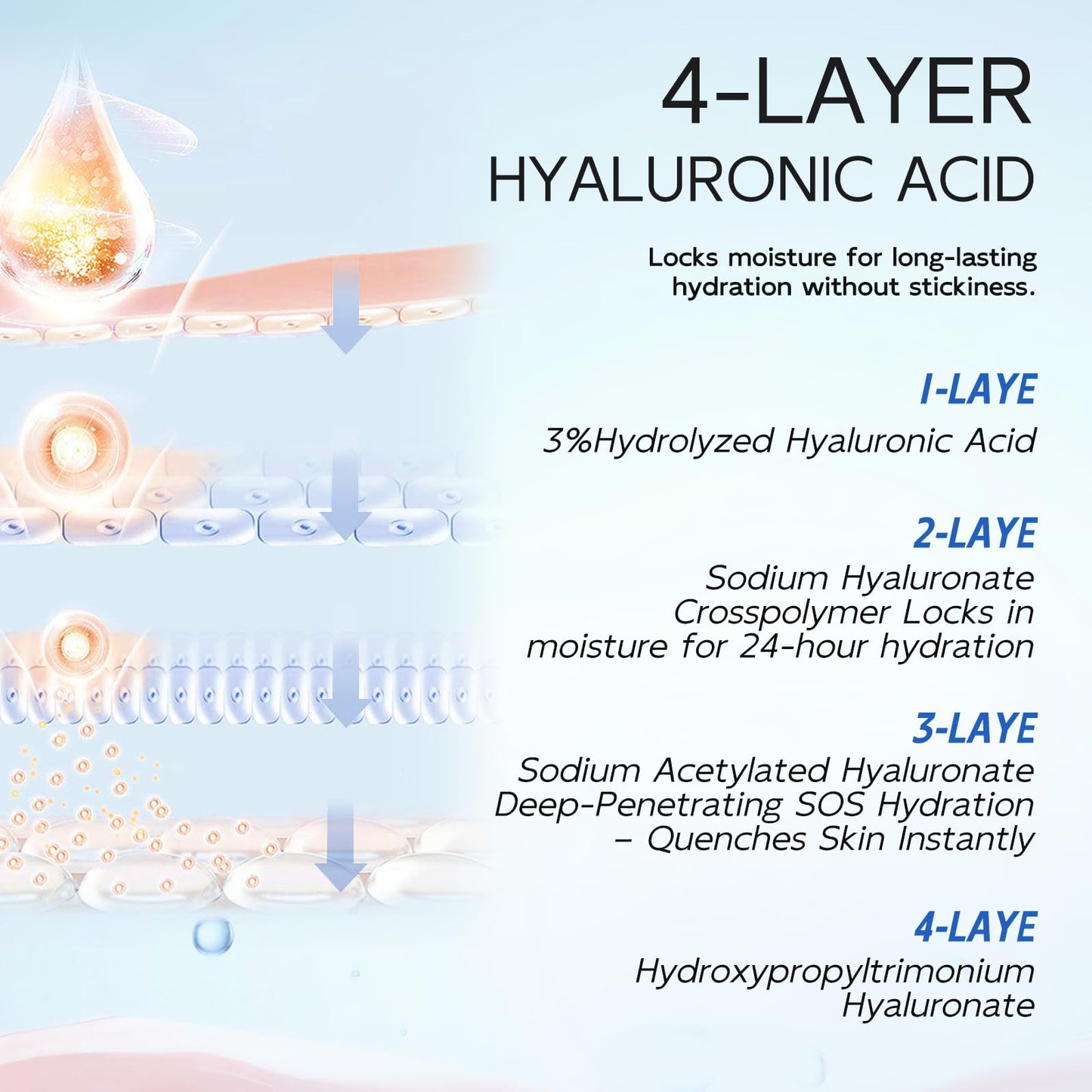 3% Hyaluronic Acid Serum for Face, Anti-Aging Hydrating Serum with 20,000 ppm Ceramide NP & 10,000ppm Acetyl Hexapeptide-8, Korean Skincare ultra