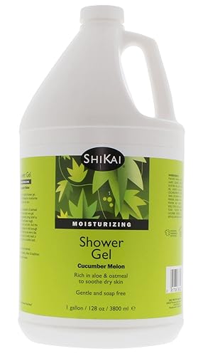 ShiKai Daily Moisturizing Shower Gel (Cucumber Melon, 1 Gallon) | Gentle Formula | with Aloe Vera & Oatmeal for Soft, Healthy Skin | Dry Skin Relief