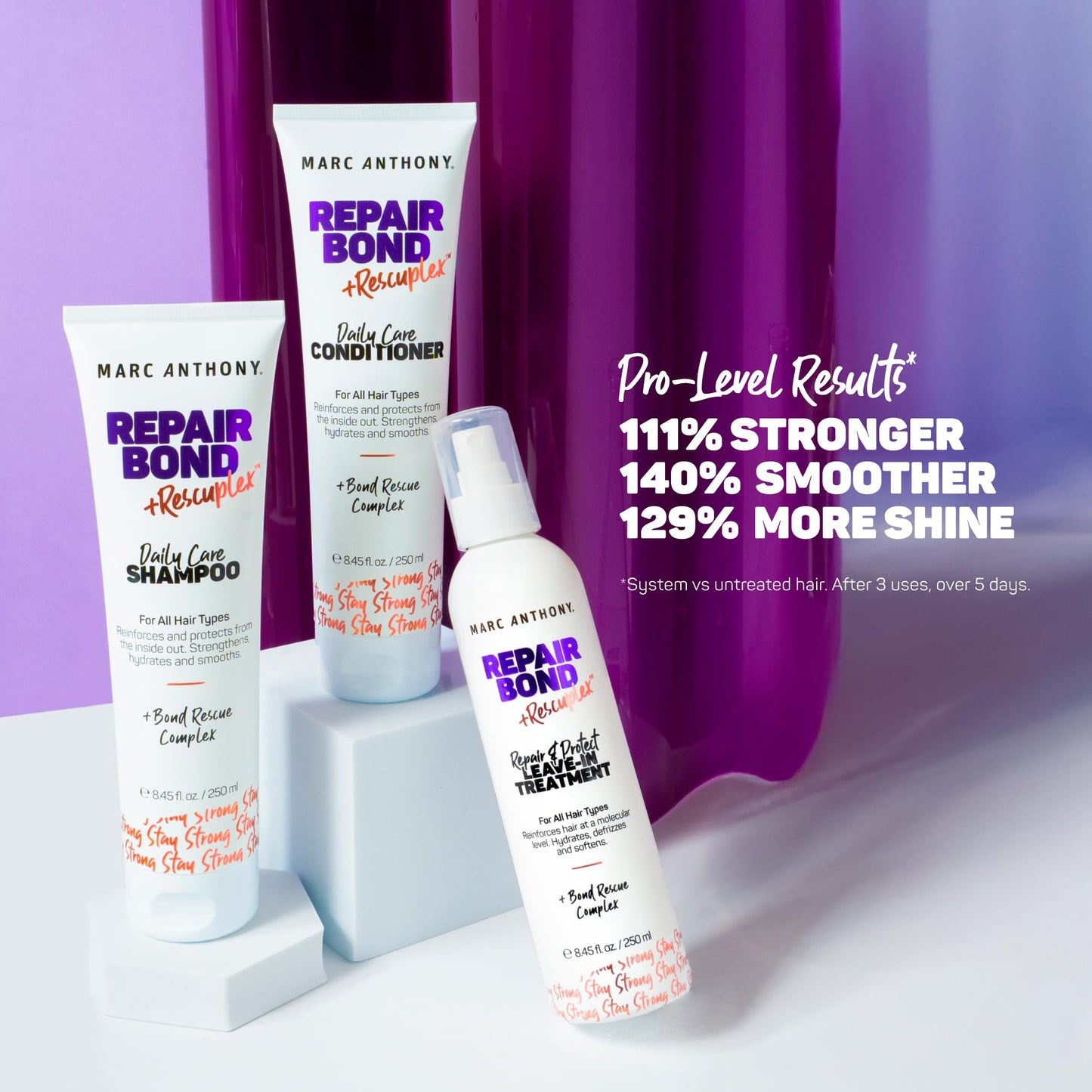 Marc Anthony Repair Bond Travel Size Shampoo, Conditioner, and Leave In
