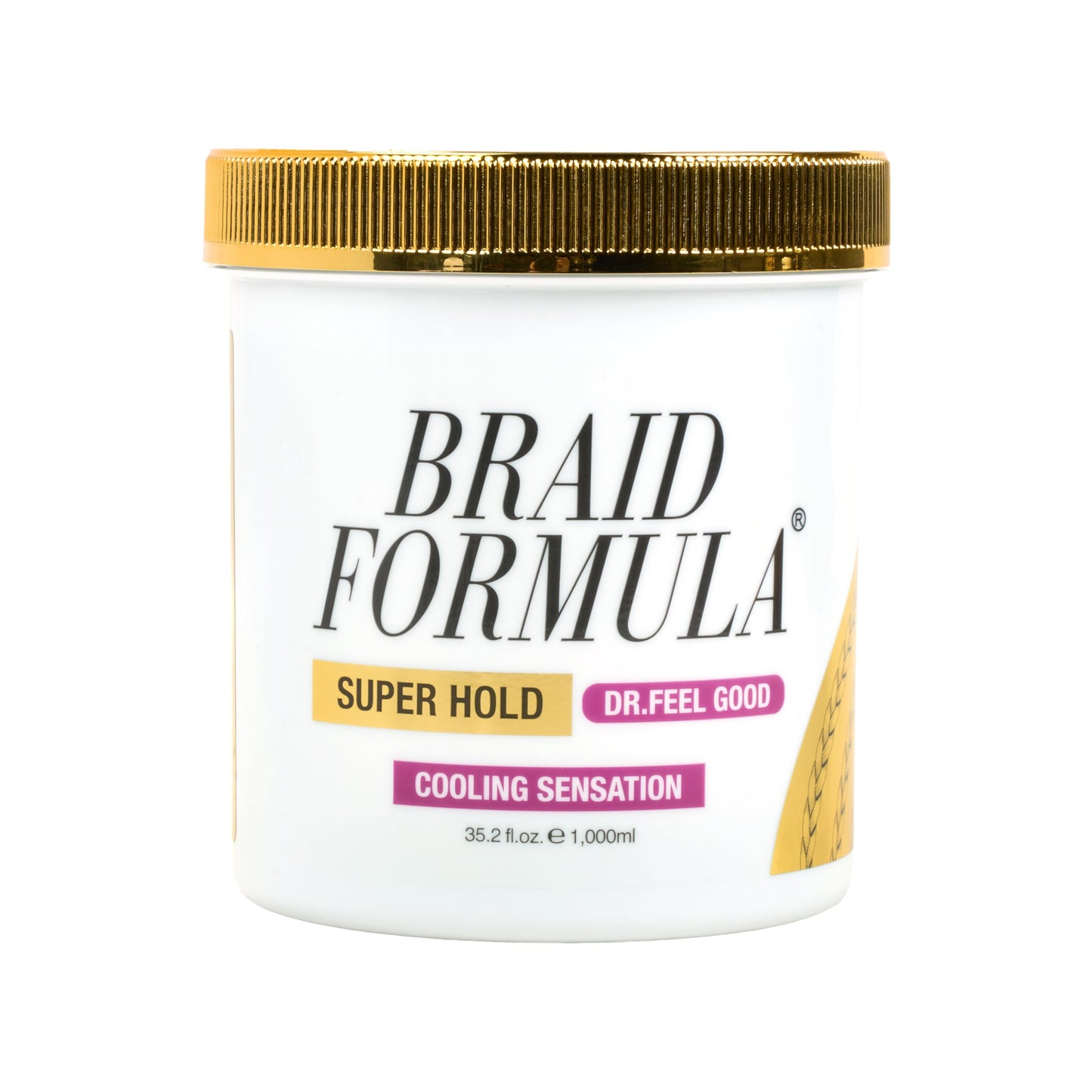 Braid Formula Dr. Feel Good Super Hold, 35.2 fl.oz. | Tea Tree Infused to give Cooling Sensation, Smoothing with High Shine, Long Lasting Hold, Great
