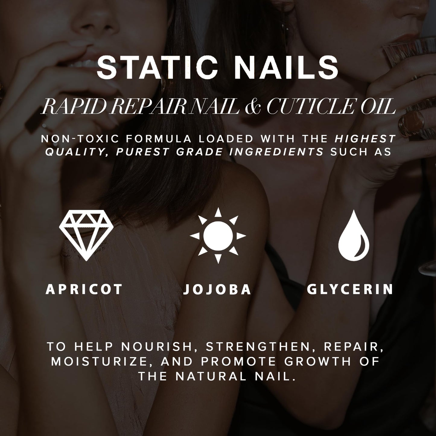 Static Nails Rapid Repair Nail & Cuticle Oil. Nail Growth & Strength. Repairs Overnight. Spa Quality Cuticle Oil. Jojoba & Apricot. Protects Beauty & Personal Care Static Nails