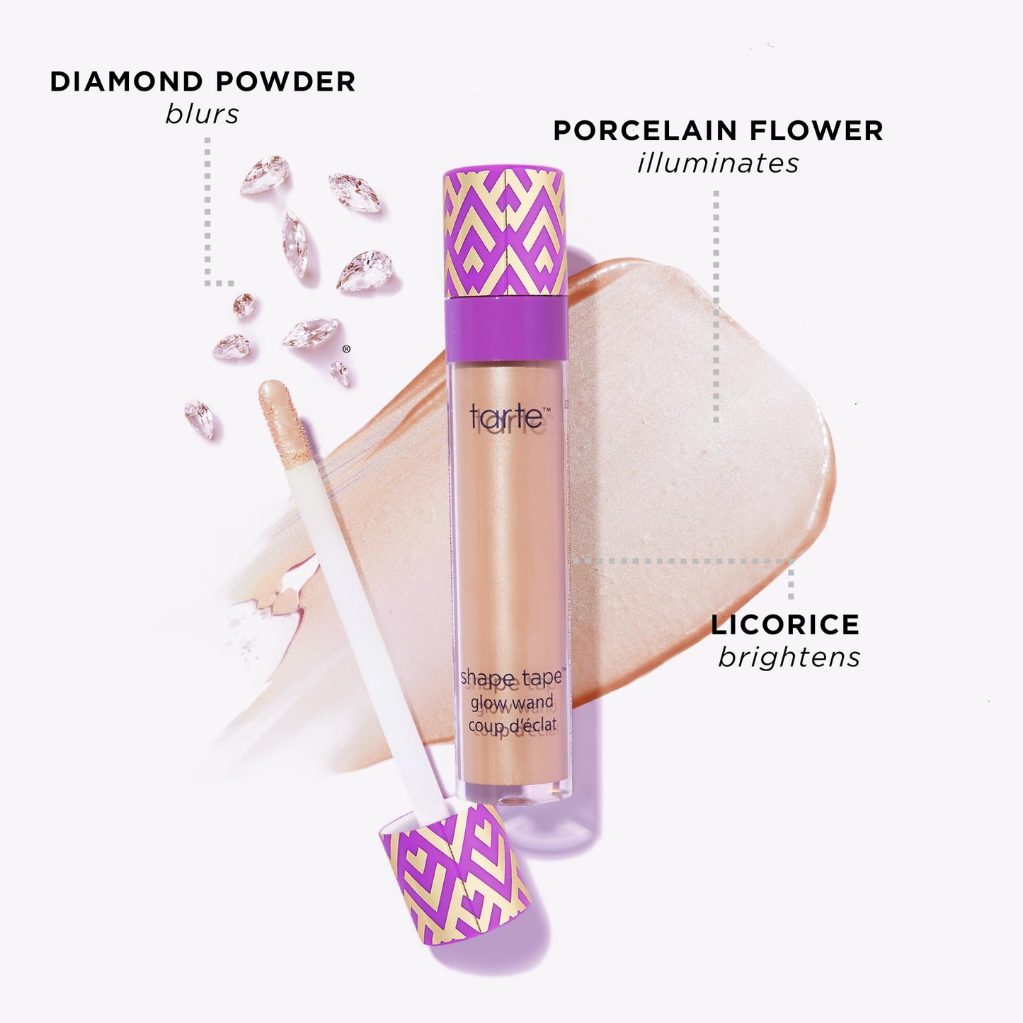 tarte shape tape glow wand - Sheer Liquid Highlighter with Mineral Pigments & Shea Butter for Hydrated Radiant Appearance, Vegan & Cruelty-Free, full