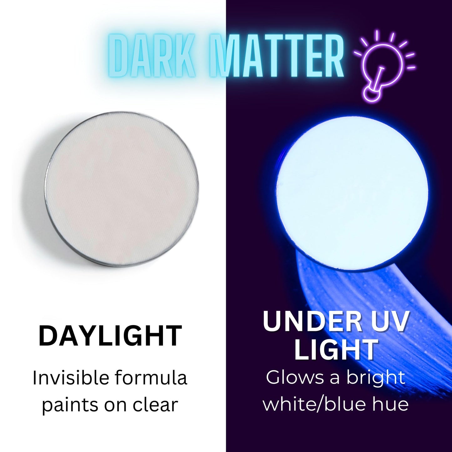 Mehron Paradise FX UV Neon Glow - Dark Matter - Neon Clear/Blue UV 0.25 oz | Pro Water-Activated Shimmer Paint for Raves, Costumes, SFX, Halloween