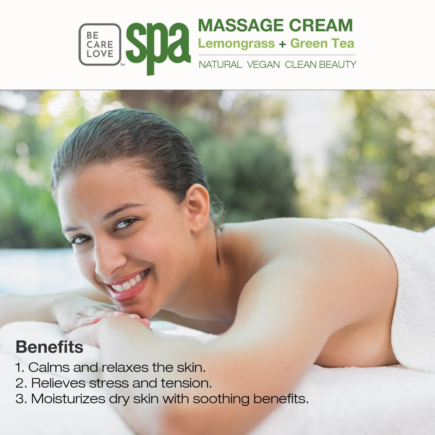 BCL SPA Massage Cream organic Lemongrass + Green Tea body lotion with shea butter, aloe vera, peppermint, argan and jojoba oils body cream to soothe