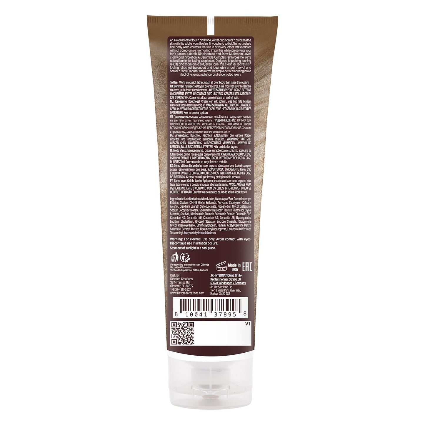 Devoted Creations Velvet and Santal Body Cleanser - Elevated Cashmere-Soft Skin Foaming Hydrating Body Cleanser