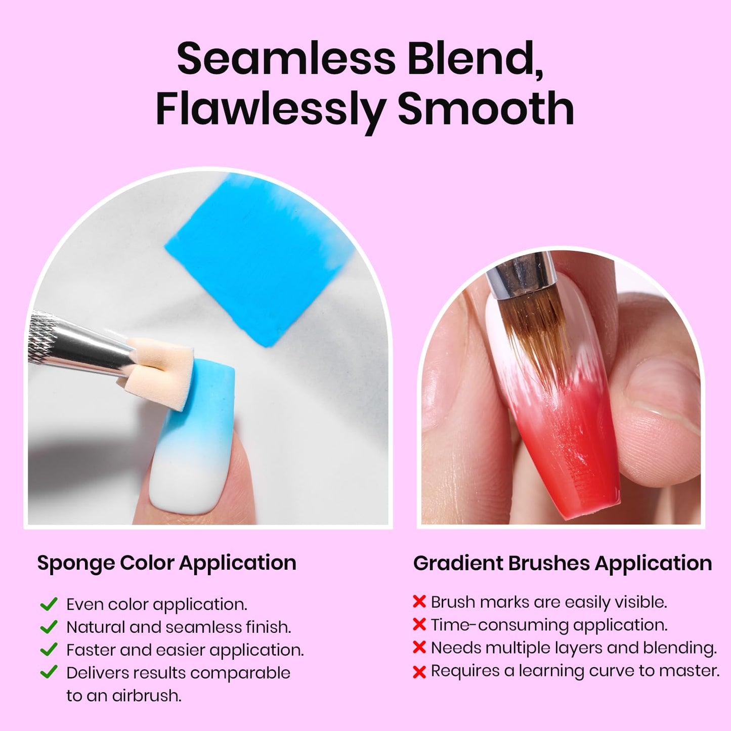Beetles 150Pcs Soft Nail Sponges for Ombre, Colorful Nail Sponge with Grabbing Pen, Blooming Nails Art Brushes, Gradient Manicure DIY Tools Beauty and Personal Care beetles Gel Polish