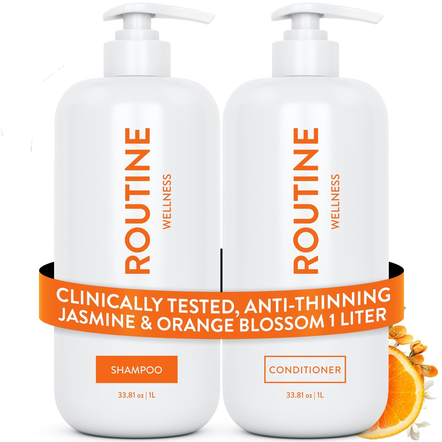 Routine Wellness 1 Liter Anti-Thinning Volumizing Shampoo and Conditioner Set for Thinning Hair & Hair Loss - Grow Your Confidence with Biotin & DHT