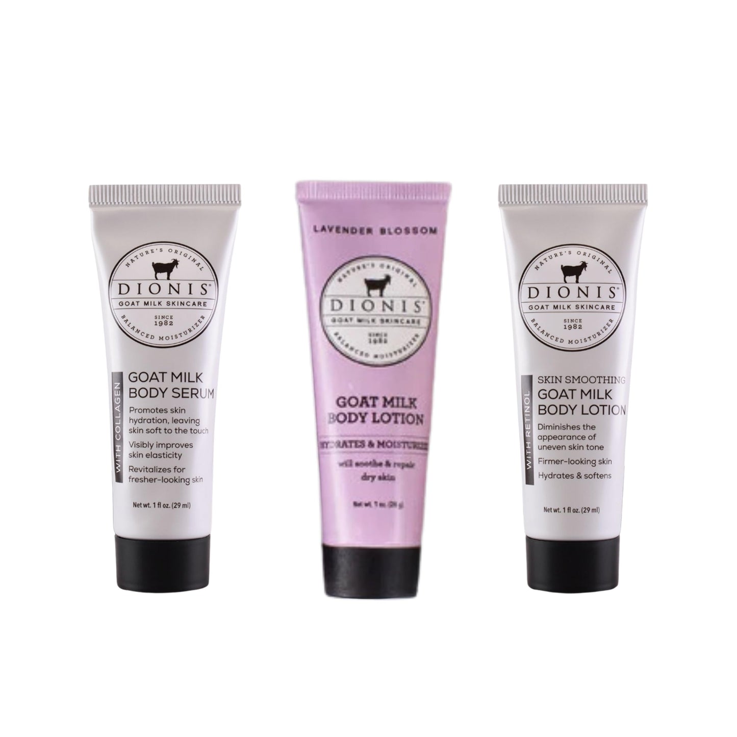 Dionis Goat Milk Lavender Blossom Lotion, Body Lotion with Retinol, and Body Serum with Collagen Hydration Kit