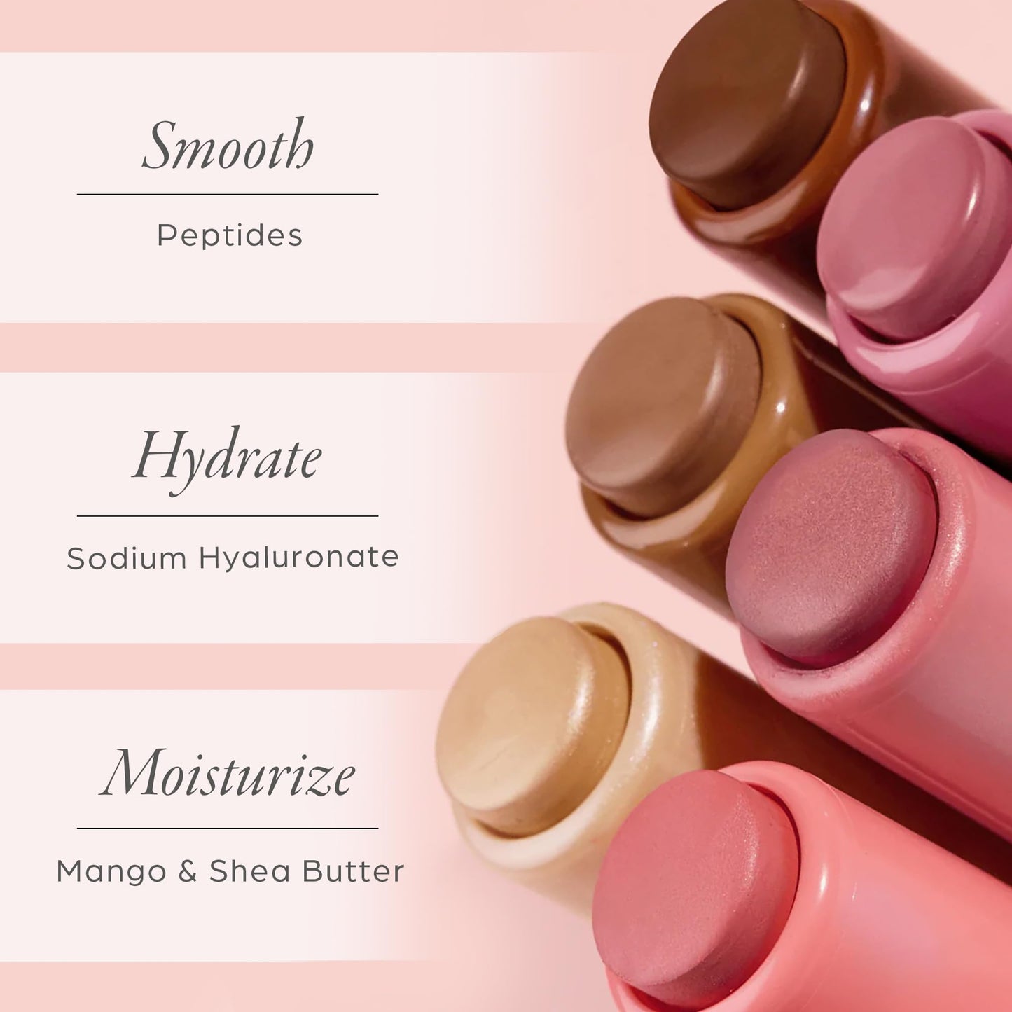 PÜR MINERALS Silky Tint Creamy Multitasking Blush Stick with Peptides, Sparkling Rose - Blush Stick with Natural, Healthy-Looking Glow & Ultra-Creamy