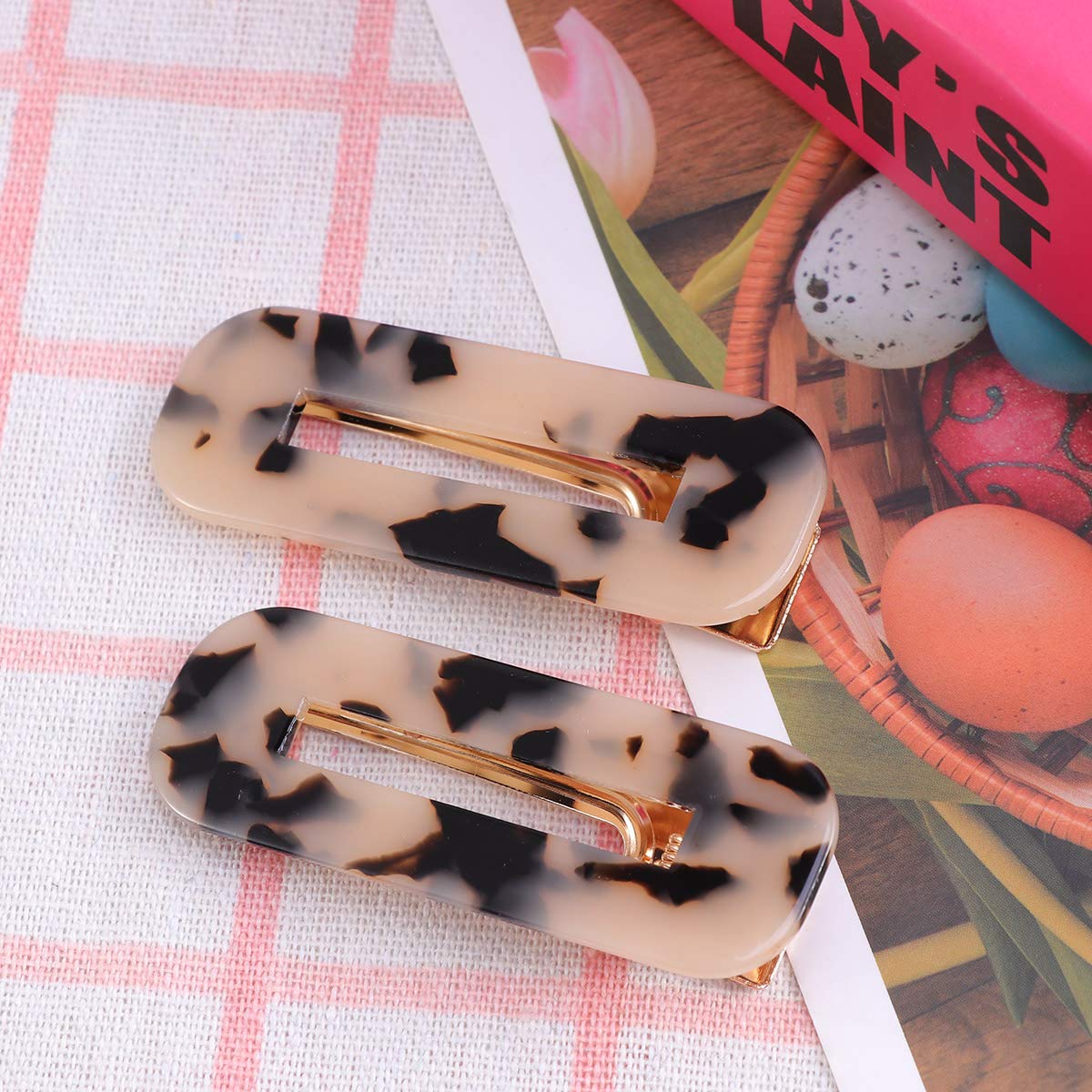 2 Pcs Tortoise Shell Hair Clips Leopard Barrettes Vintage Hair Clip for Girls