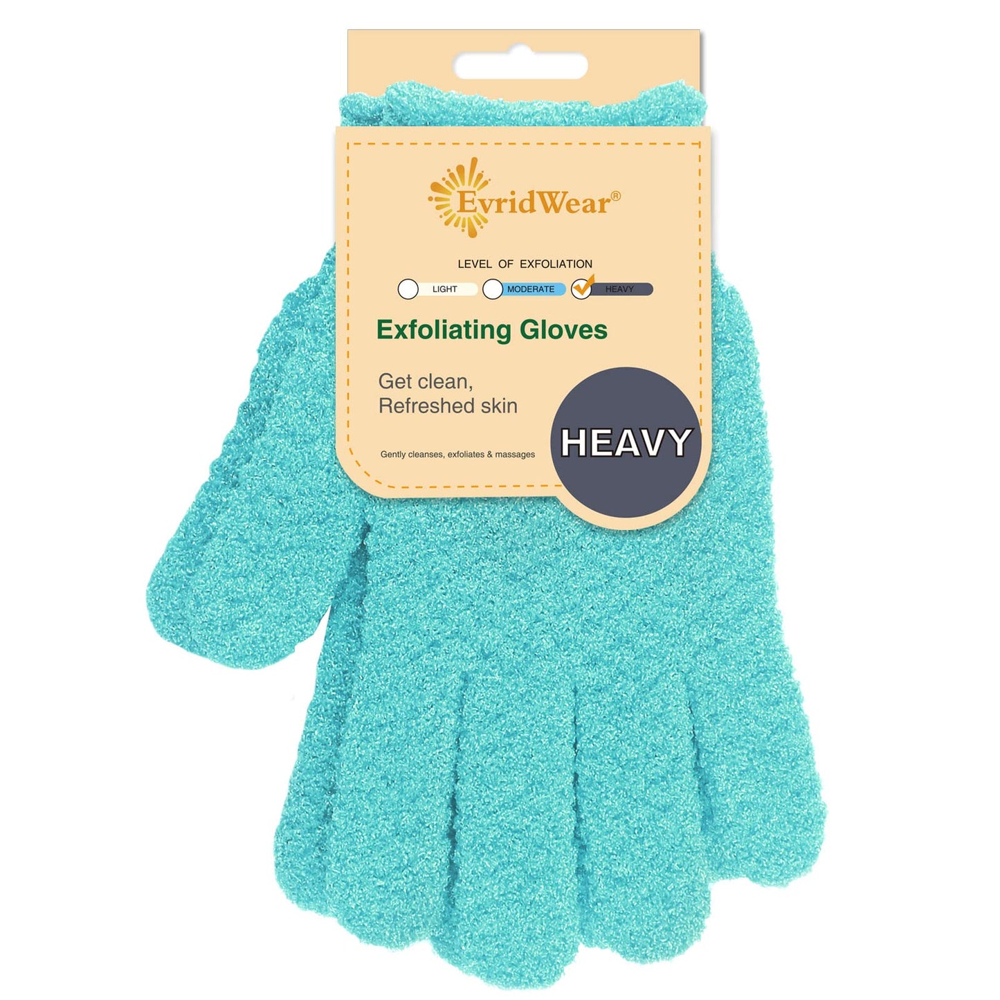 Evridwear Exfoliating Gloves for Shower, 100% Nylon Thick Soft Medium Heavy Bathing Gloves Dead Skin Remover Body Scrubber Smooth Skin with Hang Loop
