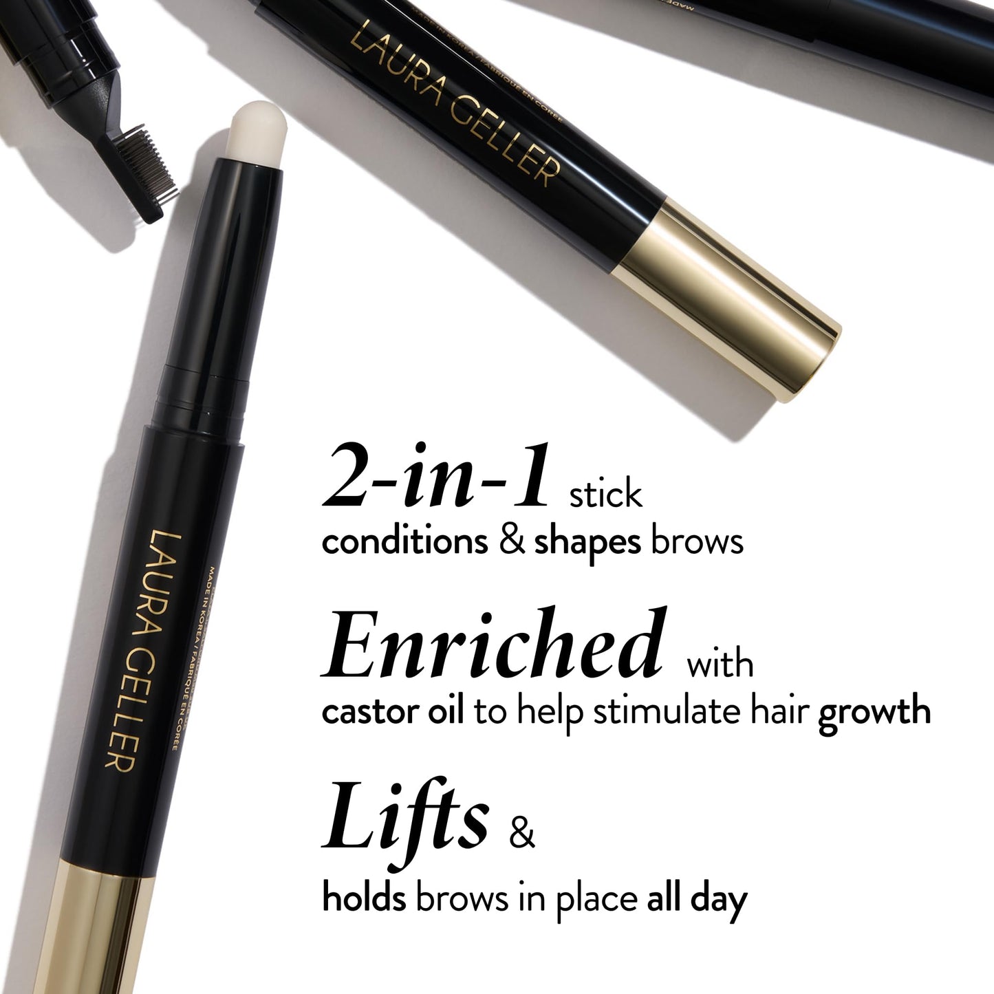 LAURA GELLER NEW YORK Define-n-Tame Brow Lifting Stick - Laminated Full Brows - Brow Wax (01 Clear, 1 Count)