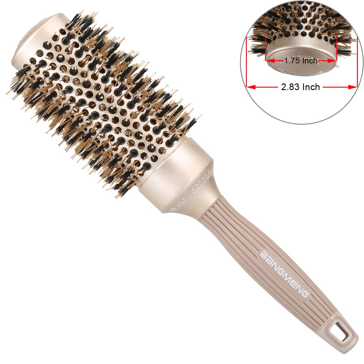 BANGMENG Round Brush Blow Out with Boar Bristles, Nano Thermal Ceramic Ionic Round Hair Brush for Women Blow Drying, Enhance Texture for Styling (1.75 Beauty and Personal Care BANGMENG