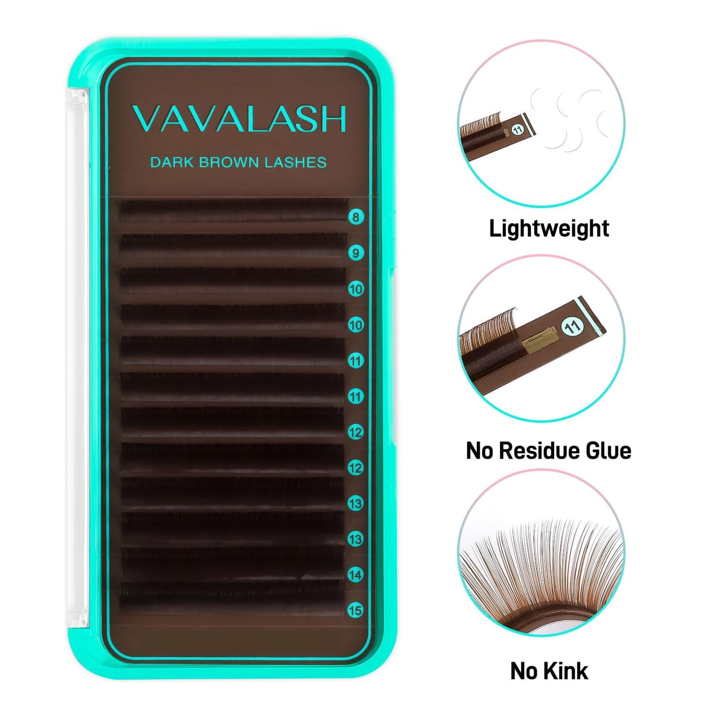 VAVALASH Colored Lash Extensions Dark Brown Eyelash Extensions 0.03 0.05 0.07 0.1 0.15 Volume Lash Extension 8-15mm Mixed Lashes C D Curl Premium Beauty and Personal Care VAVALASH