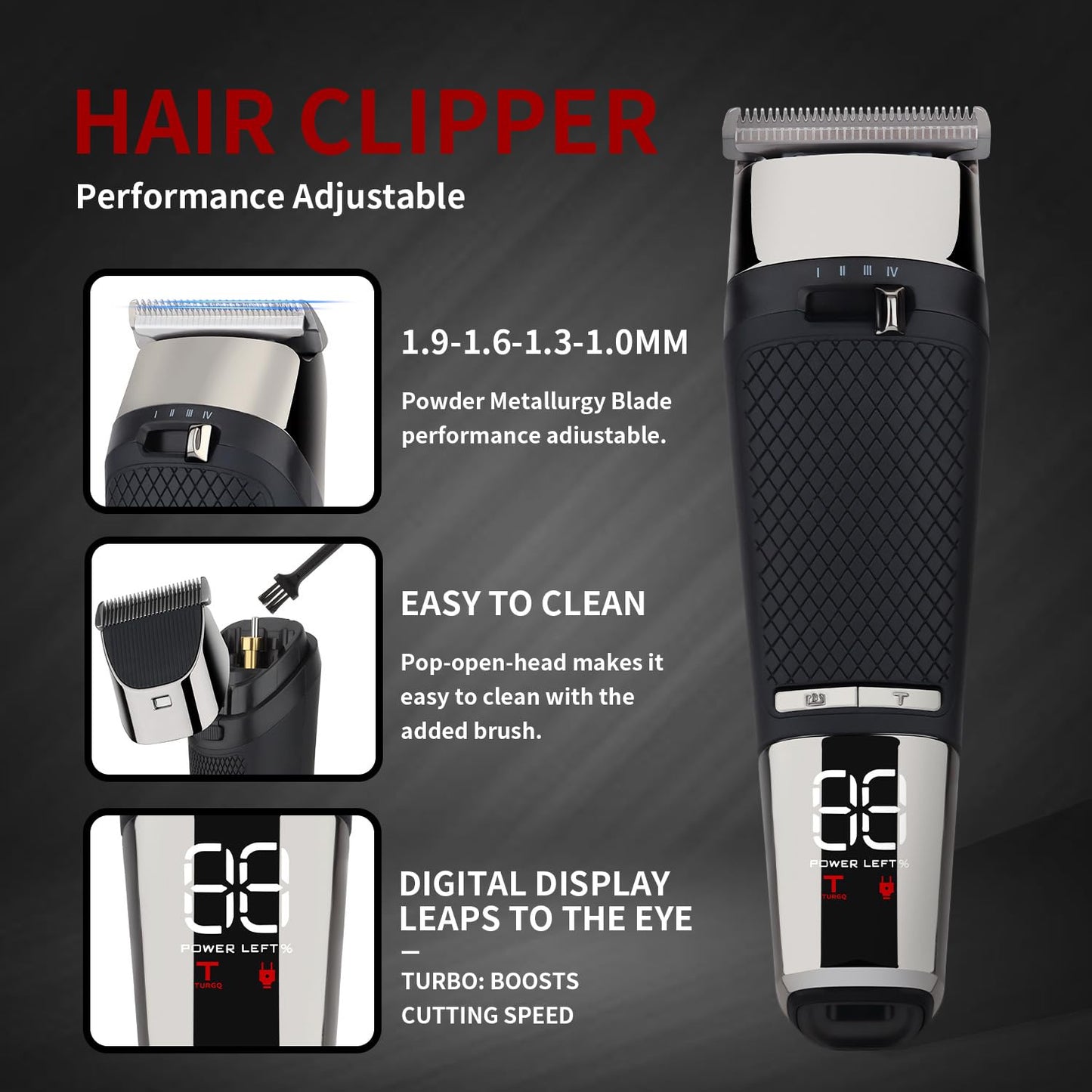 Professional Hair Clippers for Men - Cordless Hair Trimmer with LCD Display, 4 Limit Combs Barber Clippers for Hair Cutting & Mens Grooming Beauty and Personal Care QDKVTNDJZ