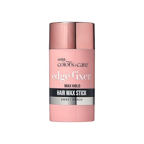 KISS COLORS & CARE Hair Wax Stick, 2.47 OZ (Sweet Peach) - Effortless Edge Styling, 24 Hour Hold, Non-Oily, Flake-Free, Biotin B7 & Shea Butter, Sleek