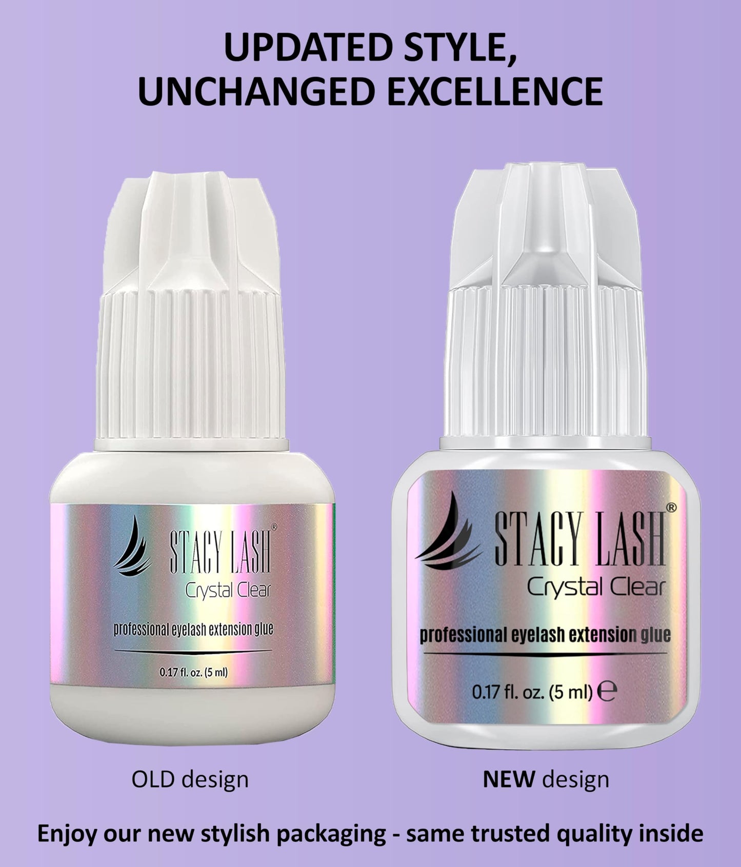 STACY LASH Crystal Clear Eyelash Extension Glue (0.17fl.oz/5ml)/1 Sec Drying Time/Retention - 8 Weeks/Transparent Adhesive/Professional Supplies
