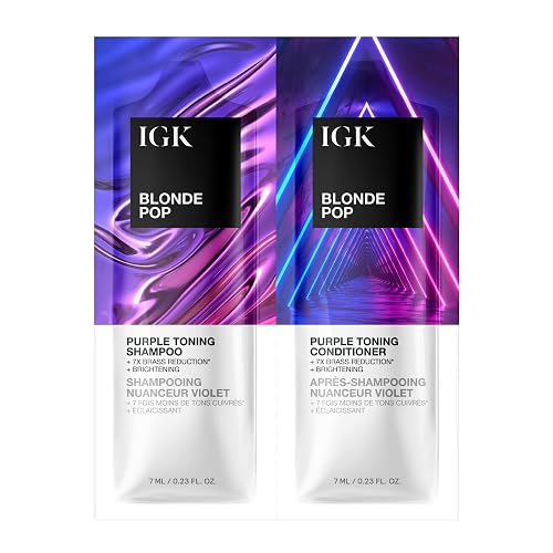 IGK BLONDE POP Shampoo & Conditioner Tandem Packette | Brighten + Neutralize Brass | Vegan + Cruelty Free | 0.46 Oz