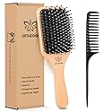 Hair Brush Boar Bristle Hairbrush for Thick Curly Thin Long Short Wet or Dry Hair Adds Shine and Makes Hair Smooth, Best Paddle Hair Brush for Men