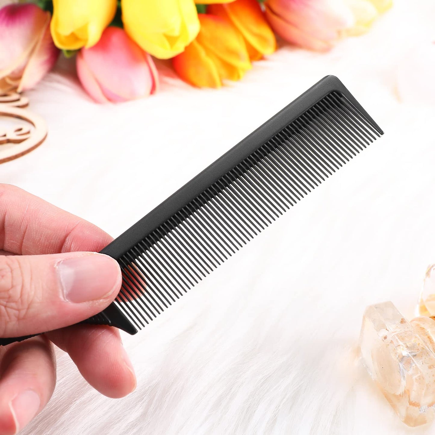 Leinuosen 3 Packs Rat Tail Comb Steel Pin Rat Tail Carbon Fiber Heat Resistant Teasing Combs with Stainless Steel Pintail (Black) Beauty and Personal Care Leinuosen