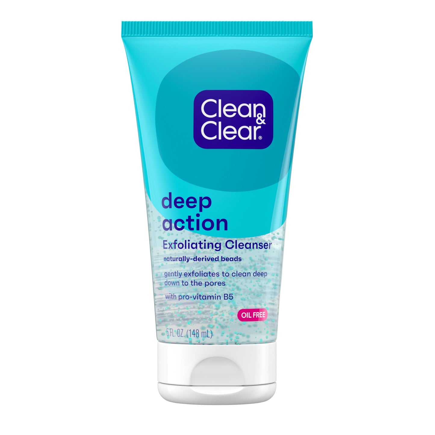 Clean & Clear Deep Action Exfoliating Face Wash Scrub with Pro-Vitamin B5, Daily Exfoliating Facial Cleanser Cleans Deep Down to Pores for Smooth