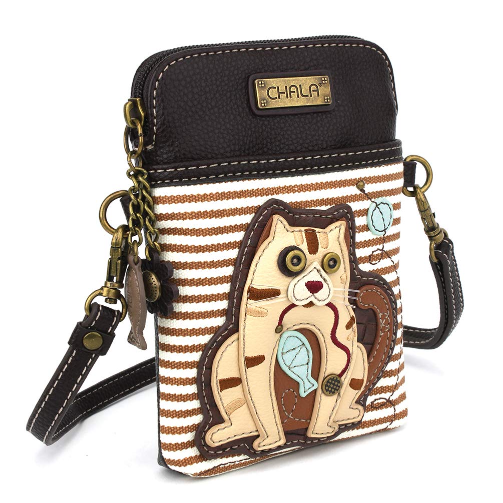 CHALA Crossbody Cell Phone Purse | Women's Wristlet Handbags with Adjustable Strap (Starburst- Brown)