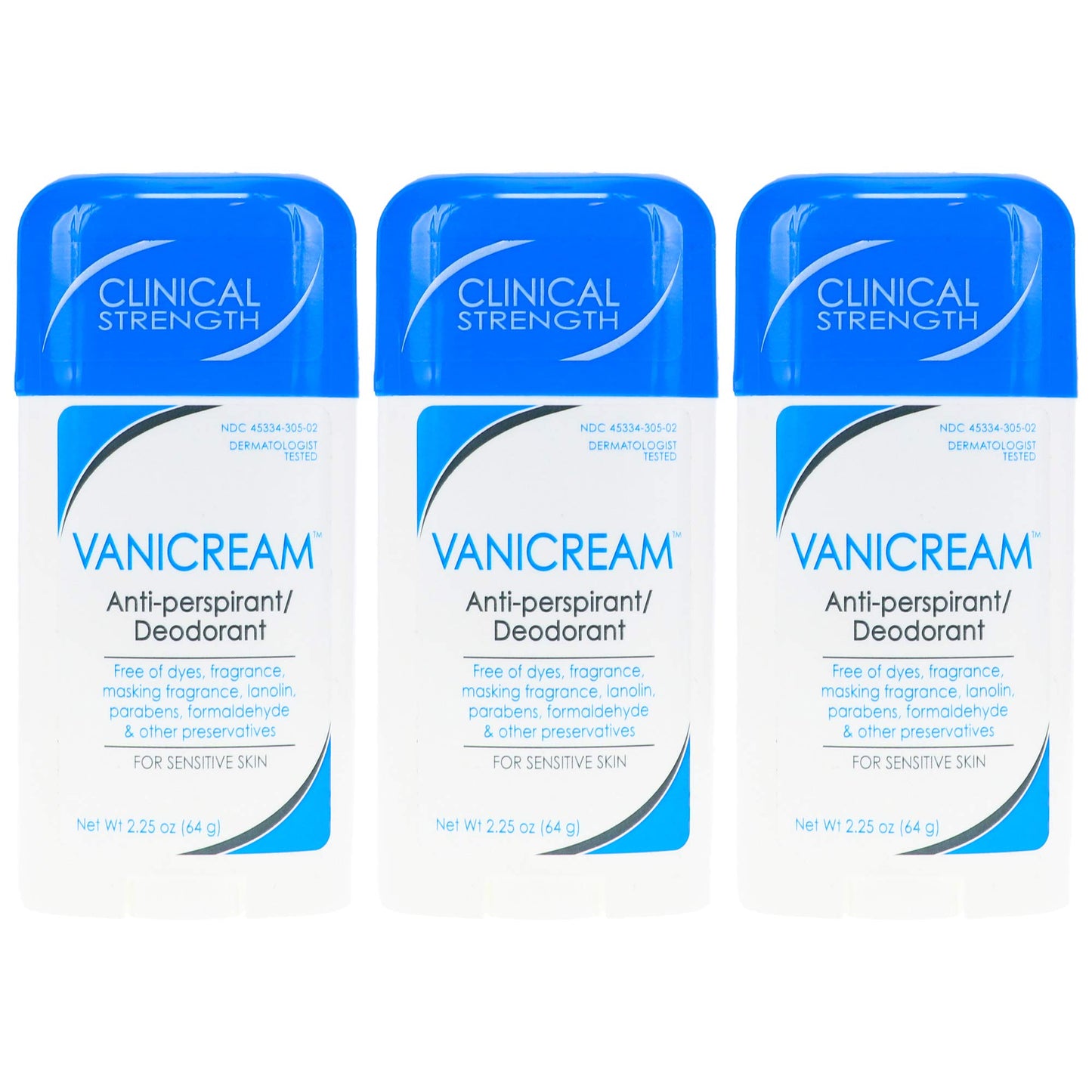 Vanicream Anti-Perspirant - Deodorant Clinical Strength For Sensitive Skin, 2.25 Oz Pack of 3 Beauty and Personal Care Vanicream