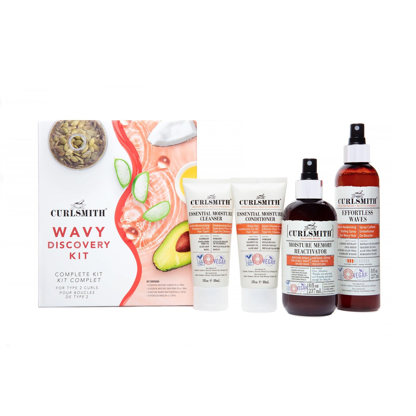 Curlsmith - Wavy Wash Day Discovery Kit | Complete Wash Day Kit, Perfect for People with Type 2 Curls | Cleanse, Control Frizz, Nourish & Hydrate Hair