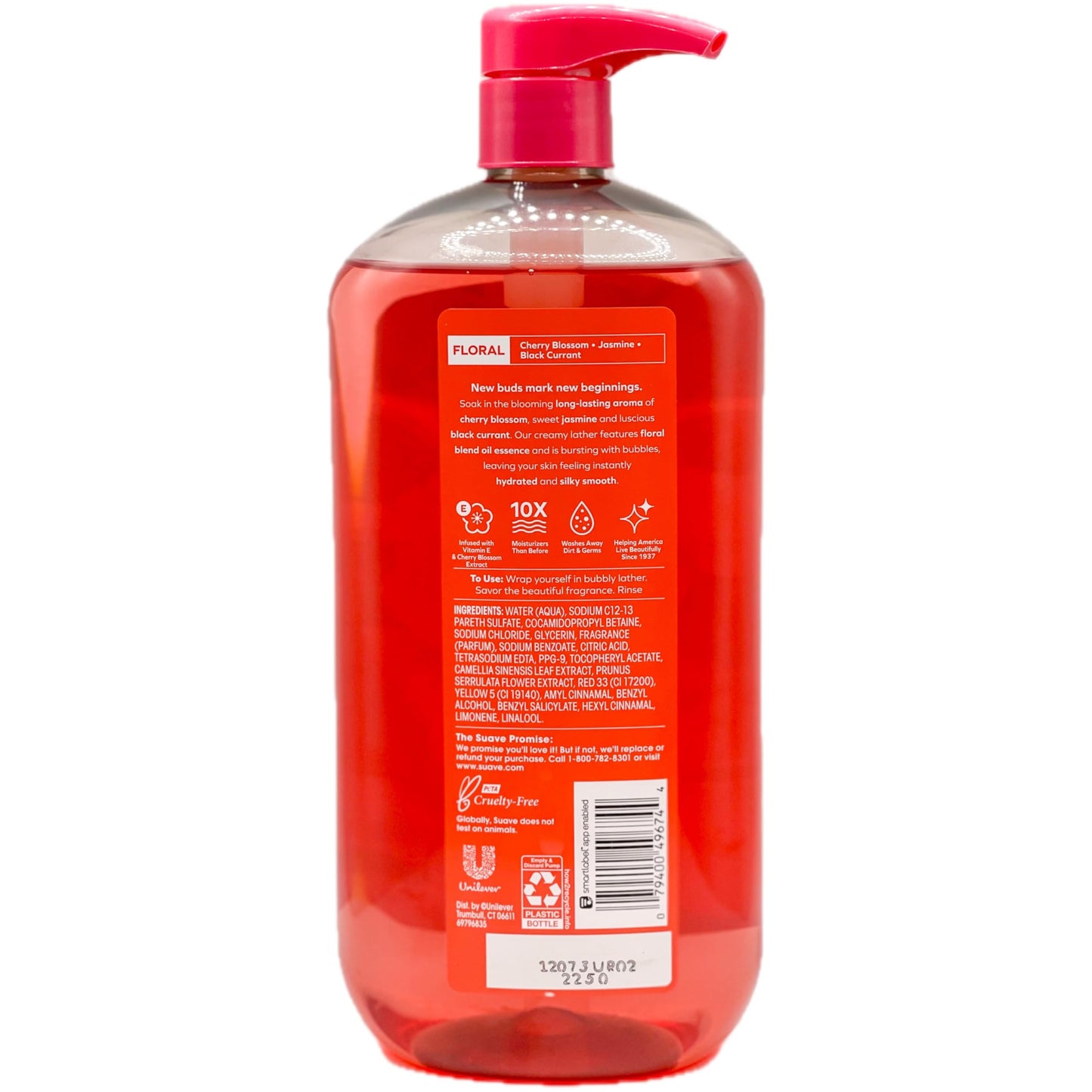 Suave ESSENTIALS WILD CHERRY BLOSSOM BODY WASH WITH SWEET BLEND OIL ESSENCE 30 FL OZ