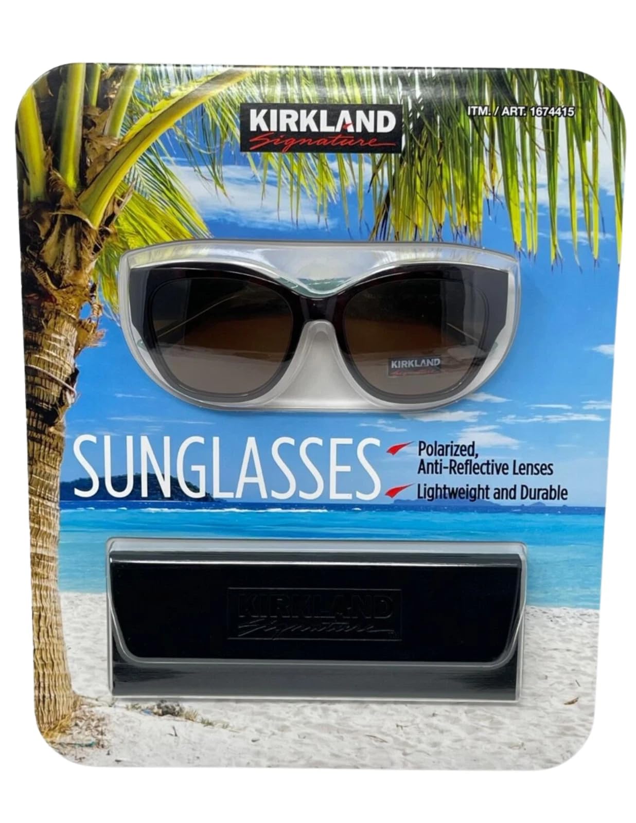 KIRKLAND Women's Cateye Black Crystal Smoke Grey Polarized Sunglasses, KS17 M49, Anti-Reflective Lenses, 100% UV Protection
