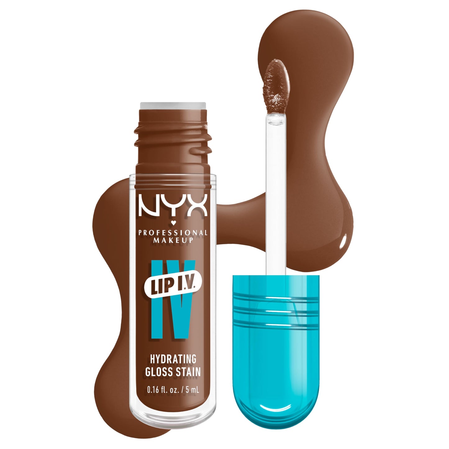 NYX PROFESSIONAL MAKEUP Lip IV Hydrating Glossy Lip Stain, Long-Lasting, Tinted, Vegan Formula with 12 HR Hydration - Splash N Spice (Brown)