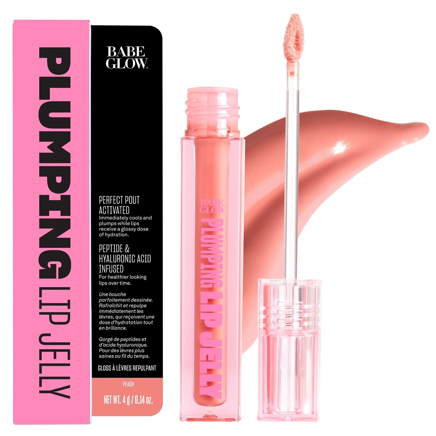 BABE ORIGINAL Plumping Lip Jelly for Fuller Looking Lips | Lip Gloss with Peptides Hyaluronic Acid Plumps & Hydrates Lips | Cruelty-Free, Vegan