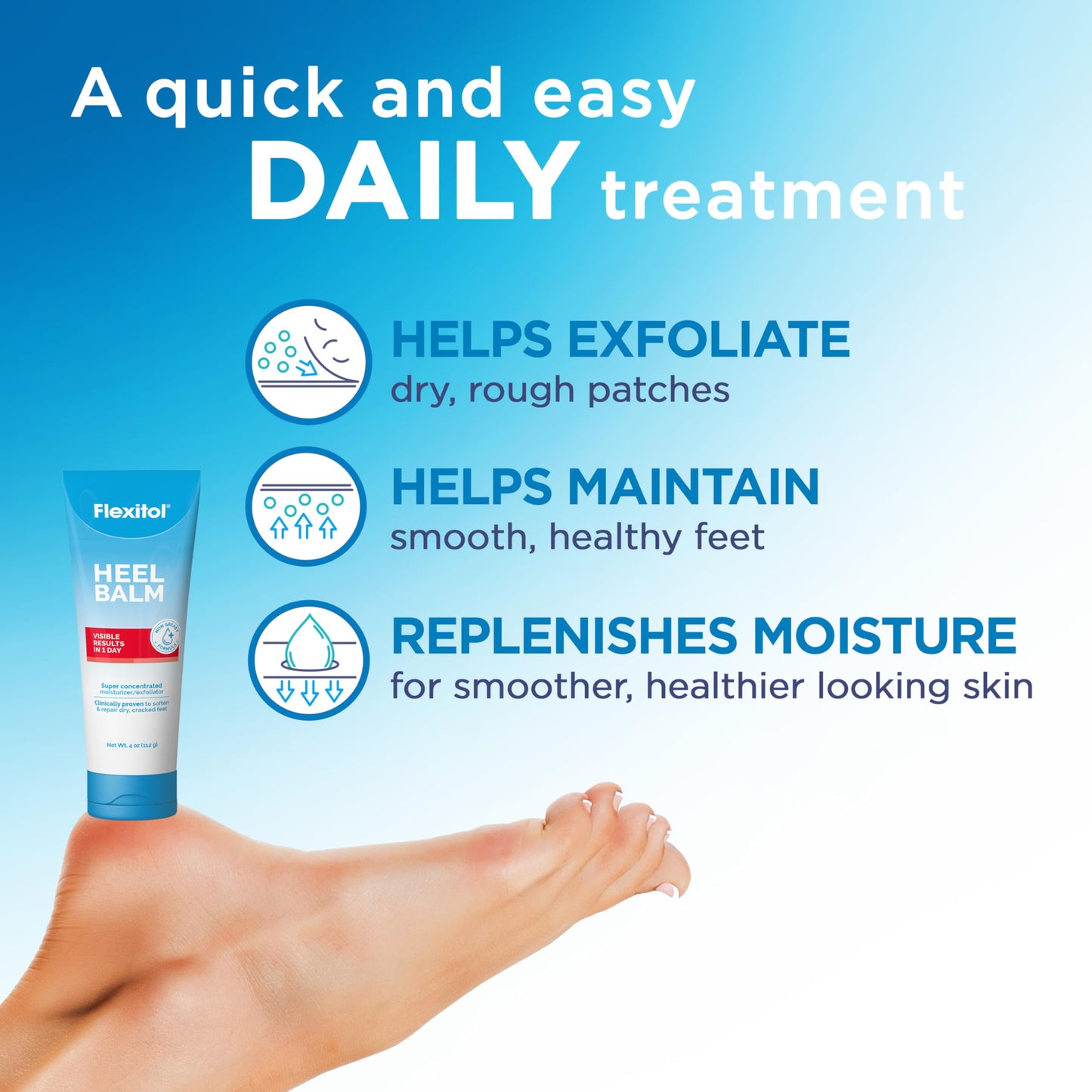 Flexitol Heel Balm, Rich Moisturizing & Exfoliating Foot Cream, Original Version, 4 Oz