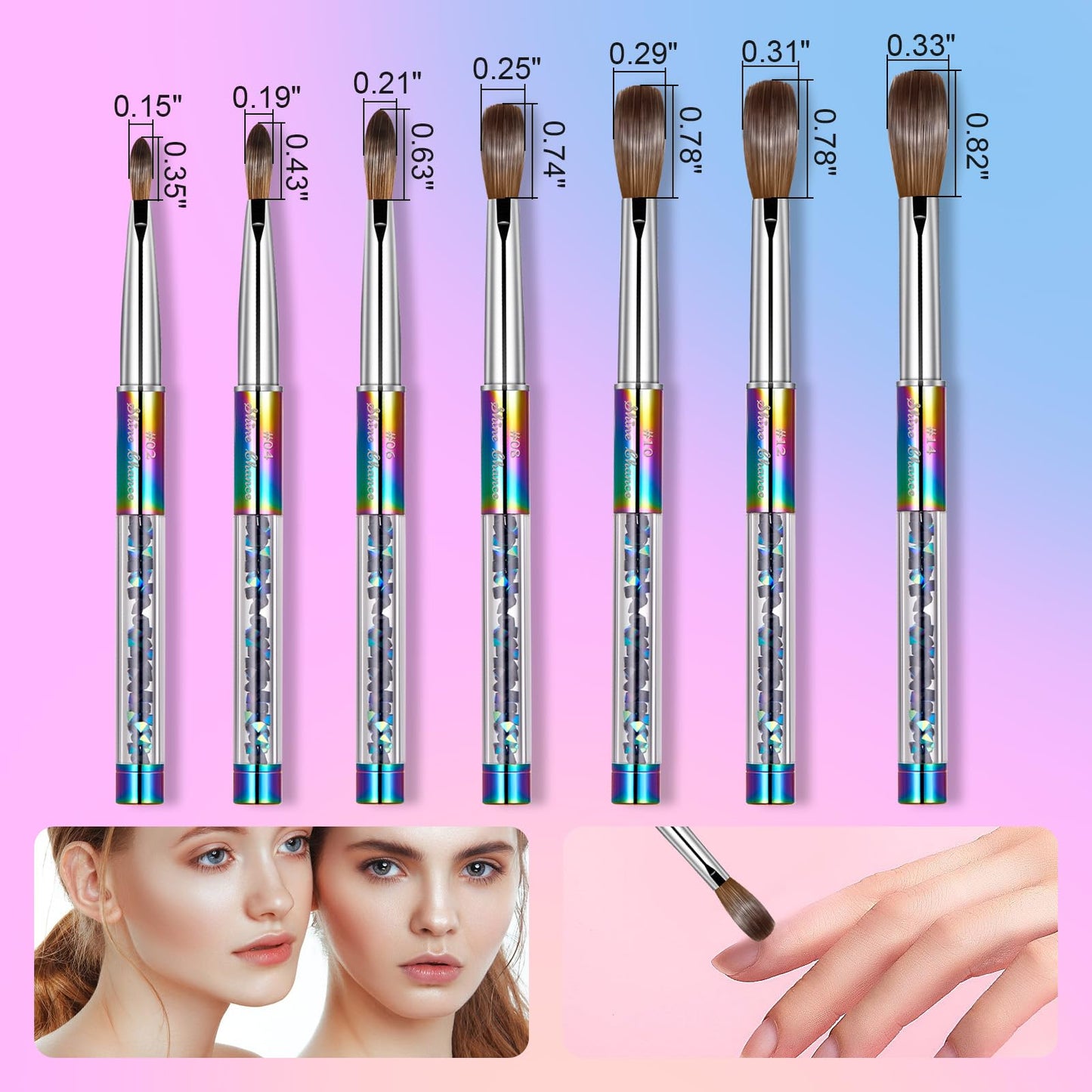 Shine Chance Acrylic Nail Brush Size 8, 100% Real Kolinsky Art Nail Brush for Acrylic Powder Application, Handmade Women Manicure Nail Extension Tool
